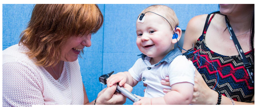 Baby's hearing being tested