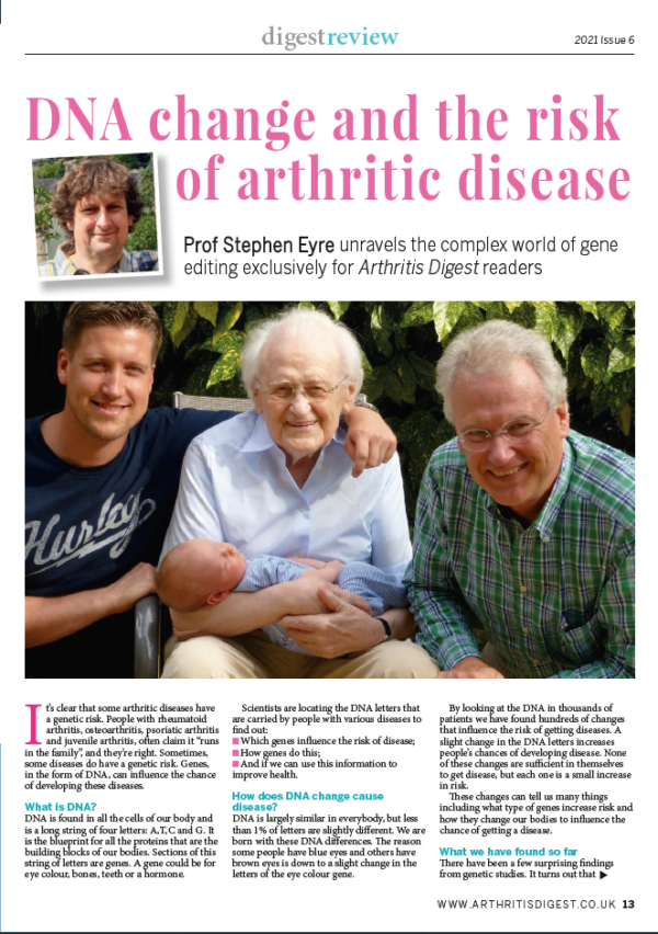Image shows Steve Eyre's article in Arthritis Digest Magazine