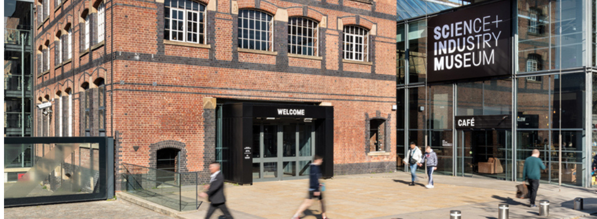 Image shows the exterior of Manchester Science and Industry Museum