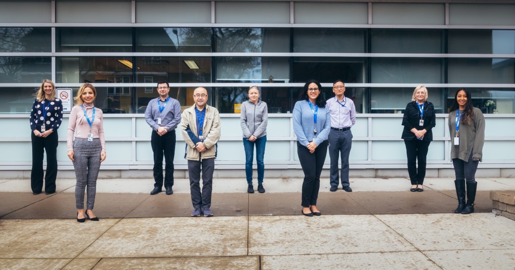 Image shows Some of Dr Touma’s Toronto research group (L-R): Dr Michelle Barraclough, Mahta Kakvan, Dr Zahi Touma, Michael Li, Joanna Kokalovski, Dennisse Bonilla, Jiandong Su, Anne MacKinnon, Janelle Lopez