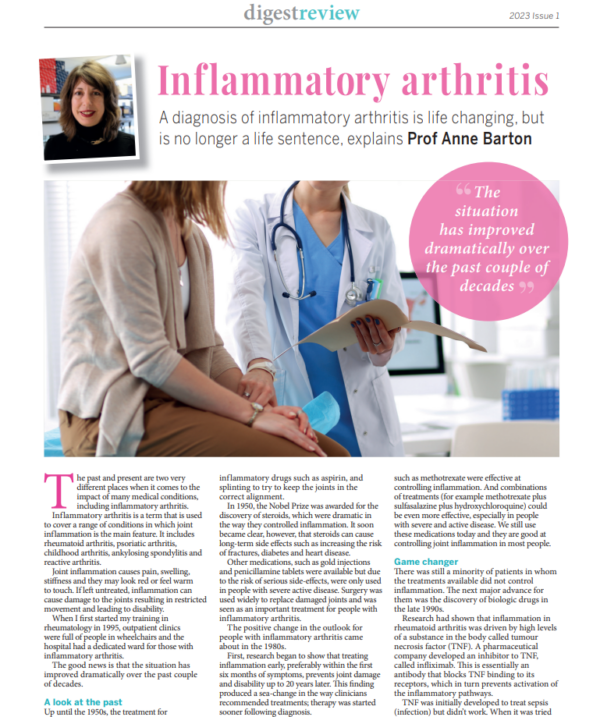 Professor Anne Barton's piece in Arthritis Digest