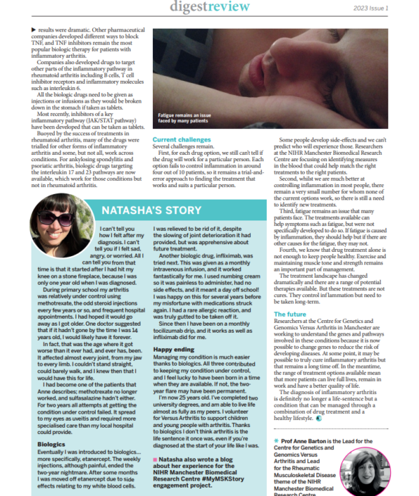 Natasha's story in Arthritis Digest magazine