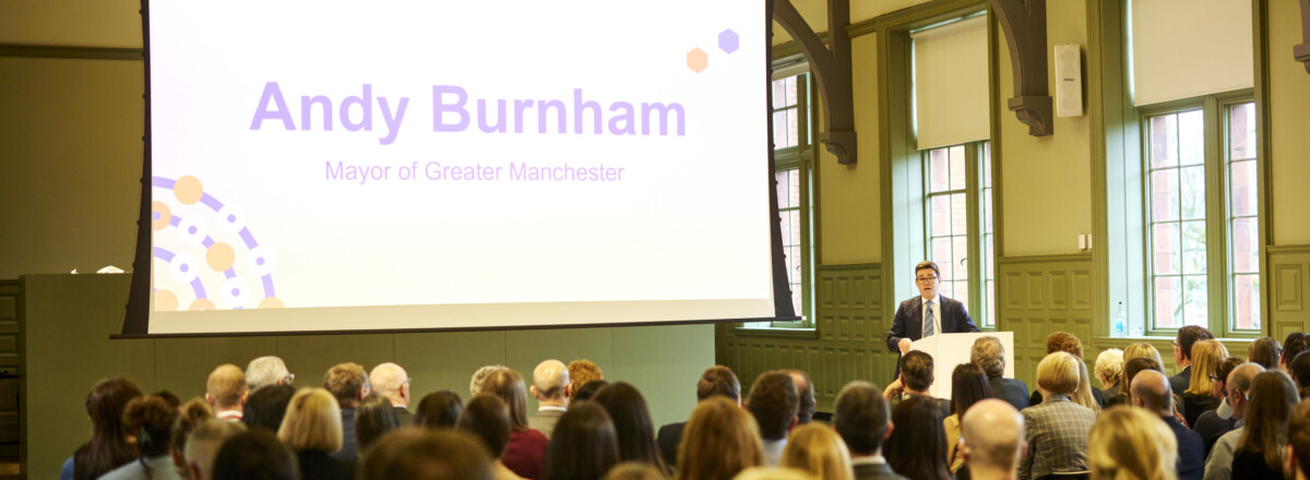 Andy Burnham, Mayor of Greater Manchester, opening the BRC and CRF launch event