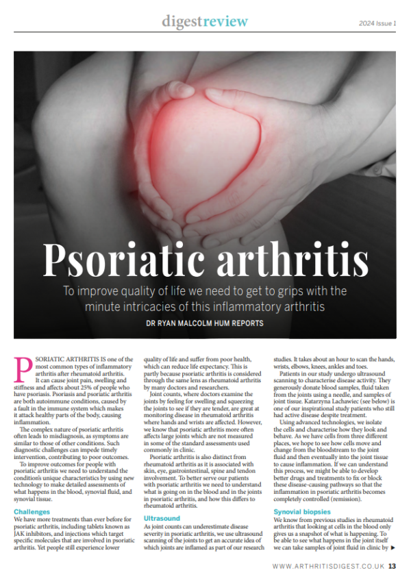 Dr Ryan Hum's article in Arthritis Digest magazine