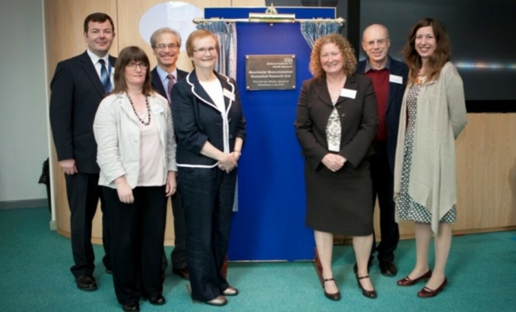 7 research leads at the opening of the NIHR Manchester Musculoskeletal Biomedical Research unit in 2011
