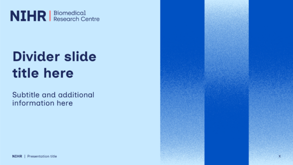 One of the slides on the PowerPoint template. It is light blue with darker blue gradient on the right